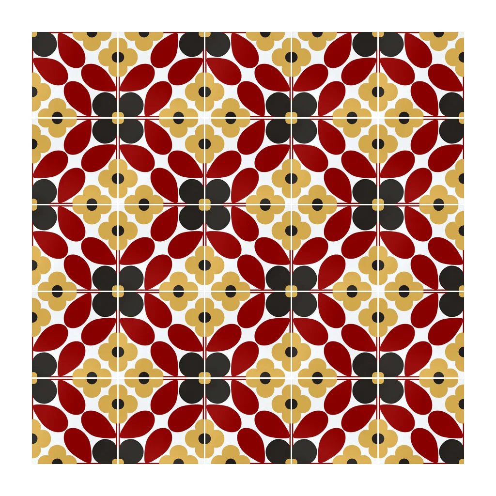 Pared revestida con Azulejo Sixties Blanco Brillo 10x10 Rojo Carmín