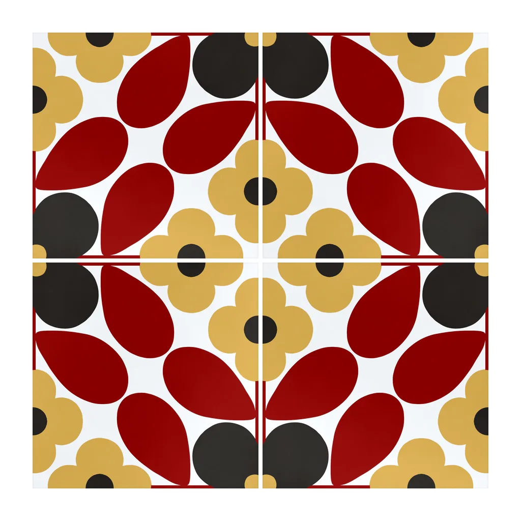 Azulejo Sixties Blanco Brillo 10x10 Rojo Carmín