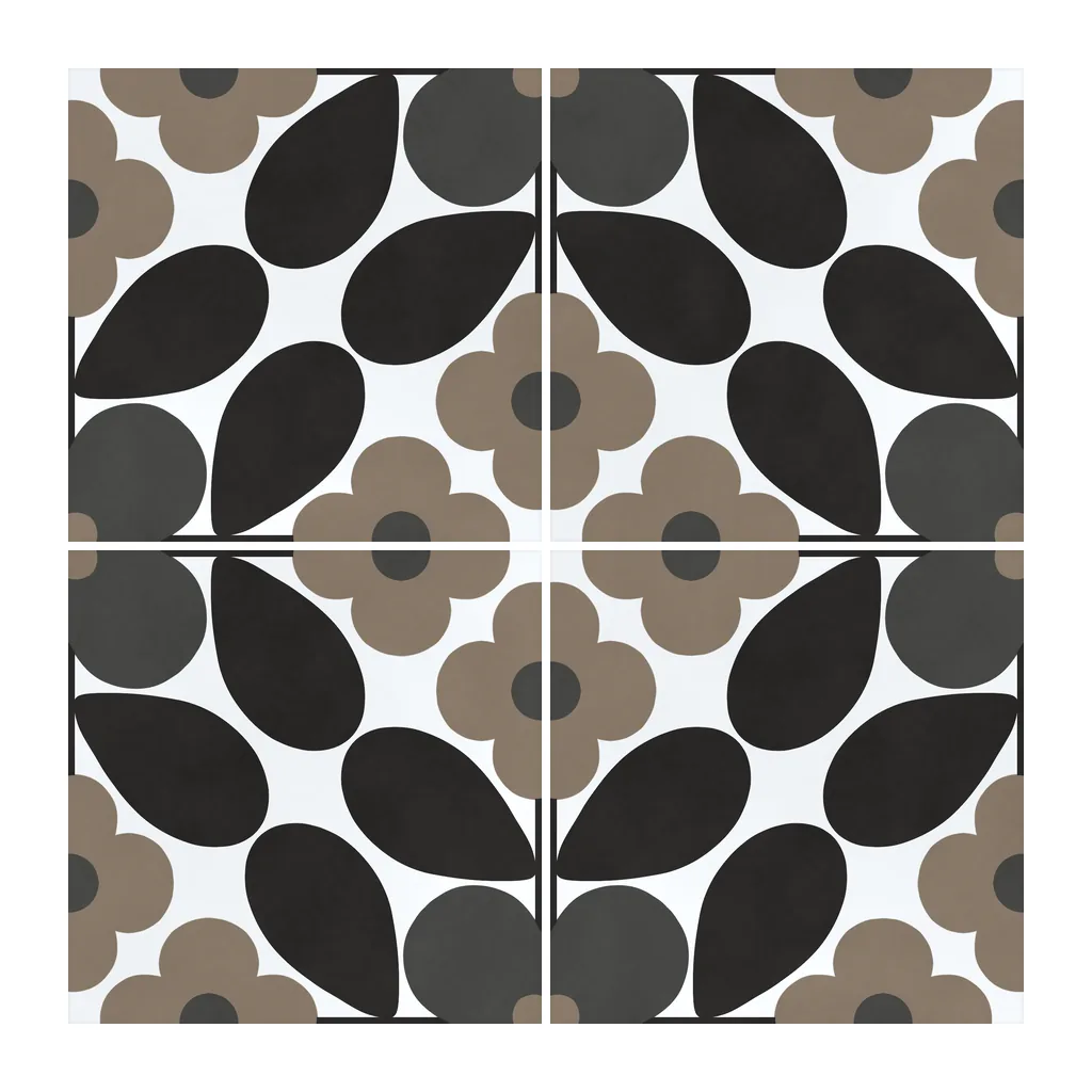 Azulejo Sixties Blanco Brillo 10x10 Gris Grafito