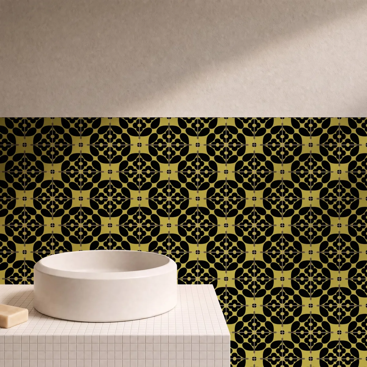 Otro ambiente con Azulejo Sixties Color 10x10 Arena Brillo