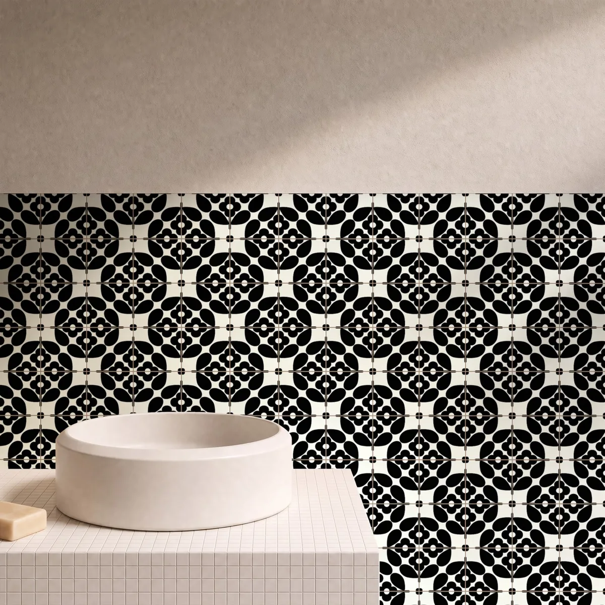 Otro ambiente con Azulejo Sixties Color 10x10 Crema Brillo