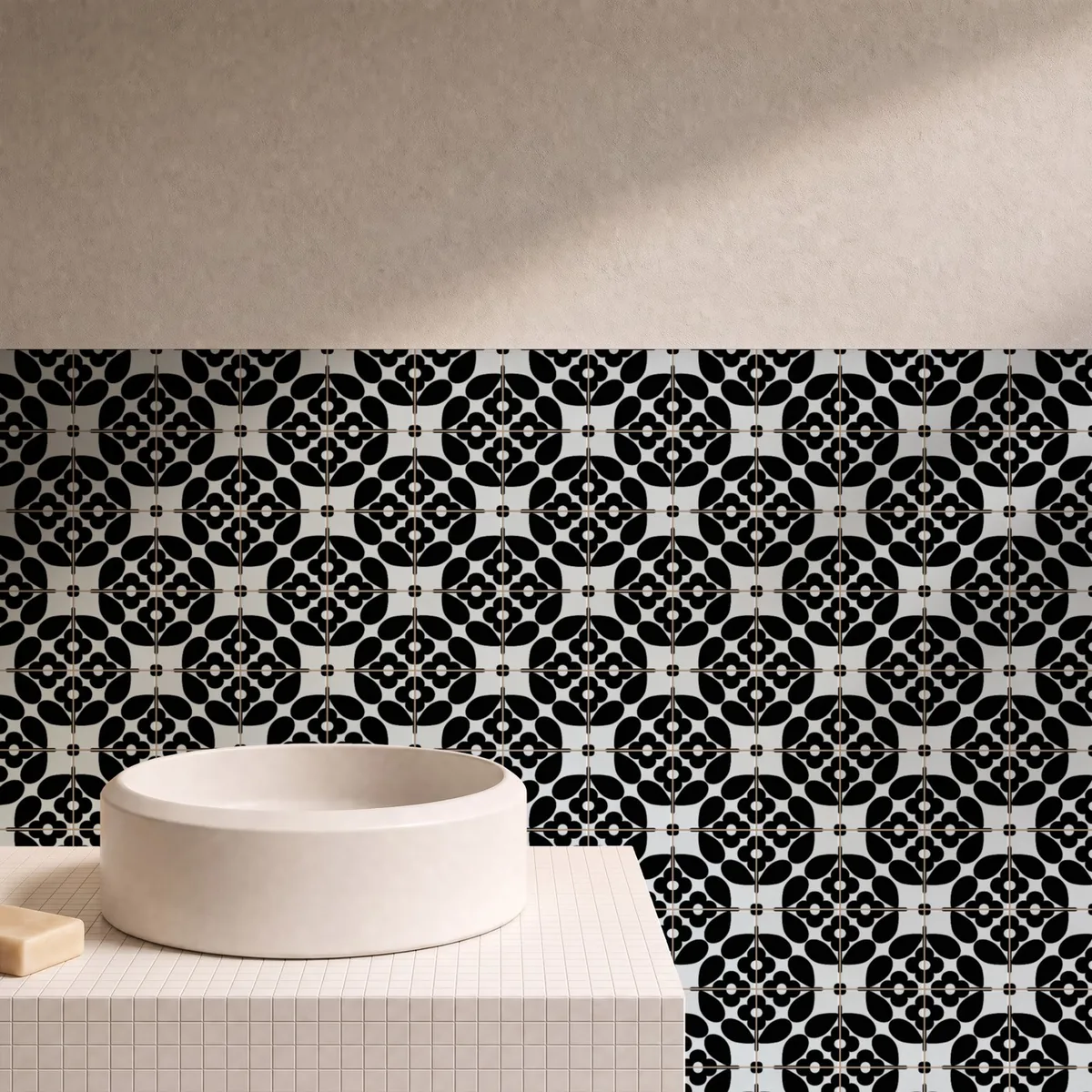 Otro ambiente con Azulejo Sixties Color 10x10 Gris Ceniza Mate