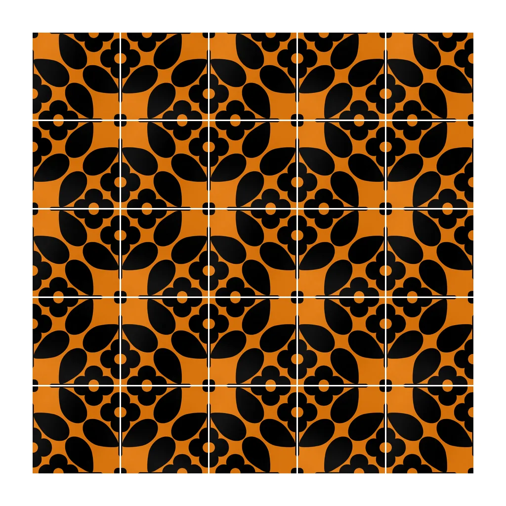 Pared revestida con Azulejo Sixties Color 10x10 Naranja Brillo