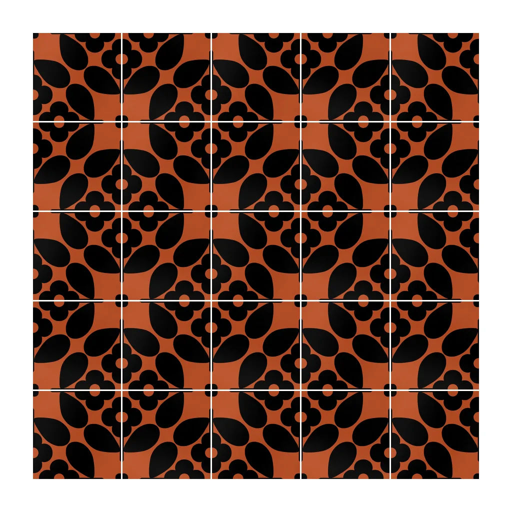 Pared revestida con Azulejo Sixties Color 10x10 Naranja Oscuro Brillo