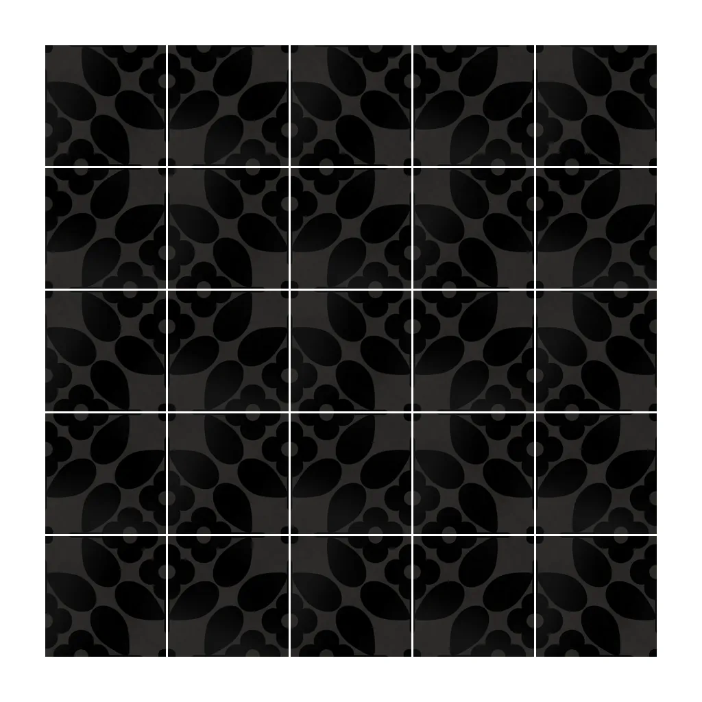Pared revestida con Azulejo Sixties Color 10x10 Negro Brillo