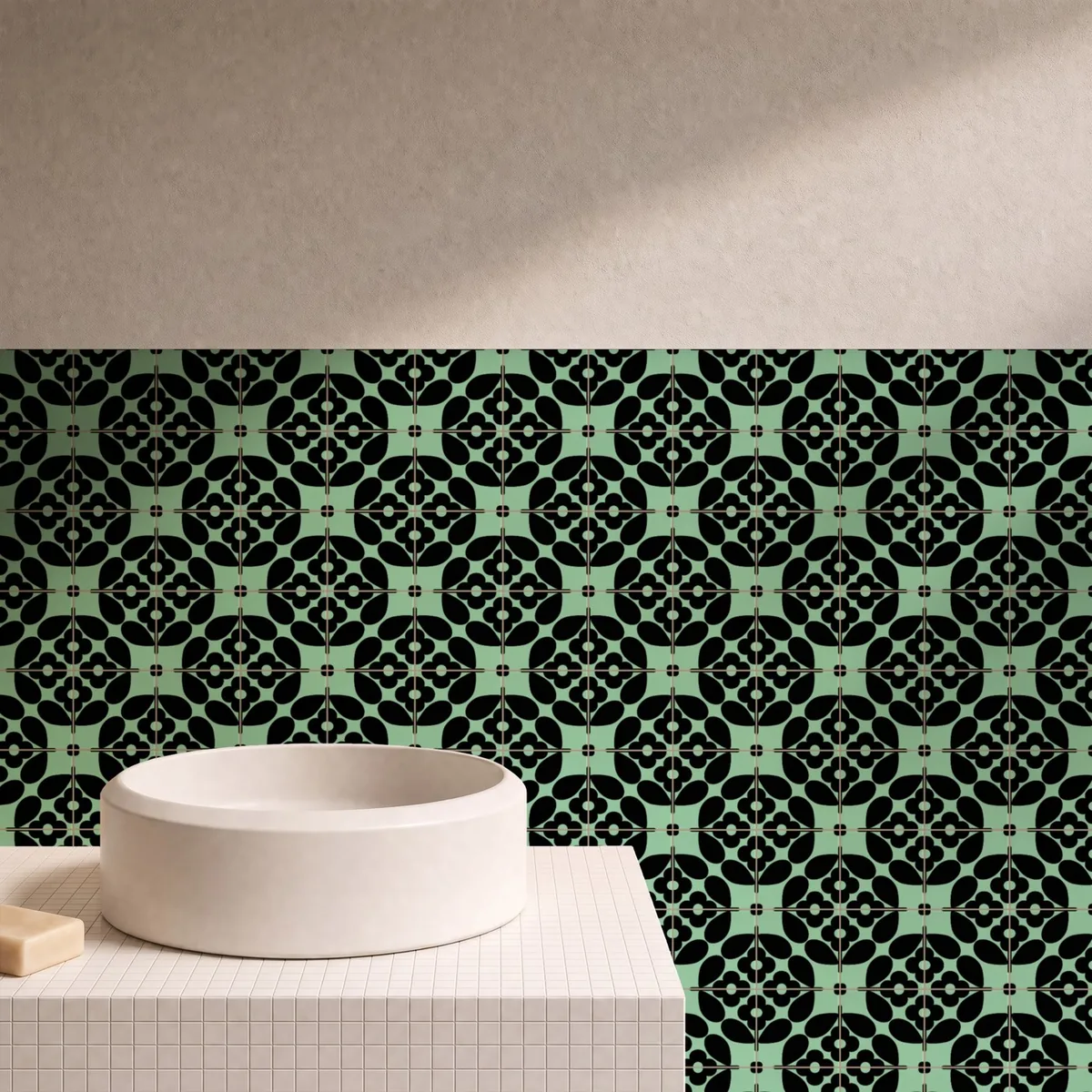 Otro ambiente con Azulejo Sixties Color 10x10 Verde Claro Brillo