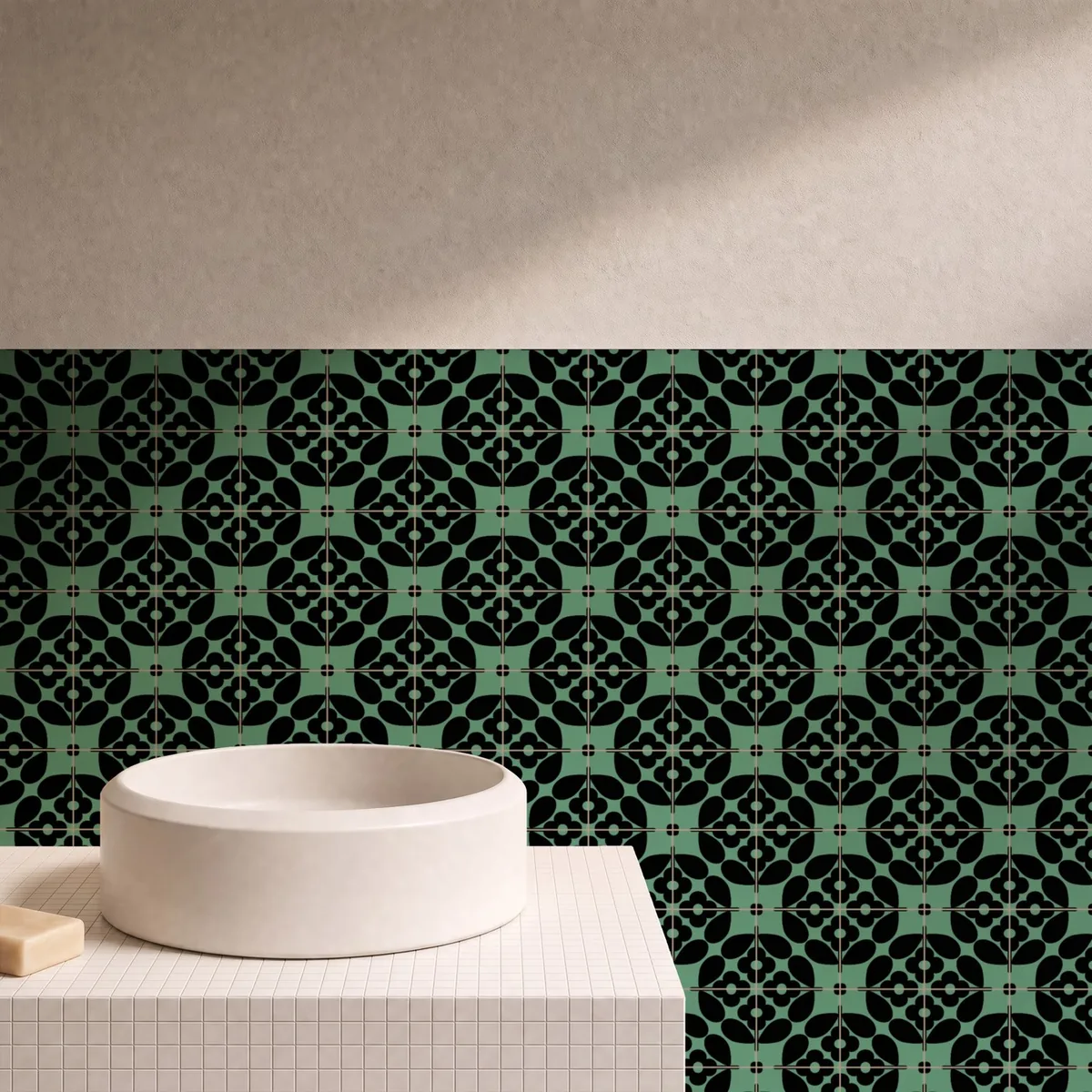 Otro ambiente con Azulejo Sixties Color 10x10 Verde Mate
