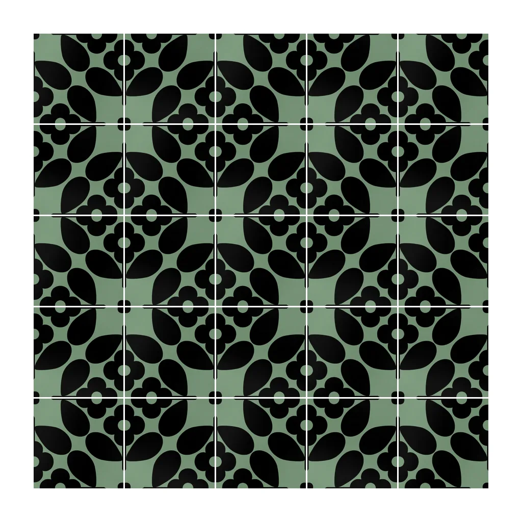 Pared revestida con Azulejo Sixties Color 10x10 Verde Oscuro Brillo
