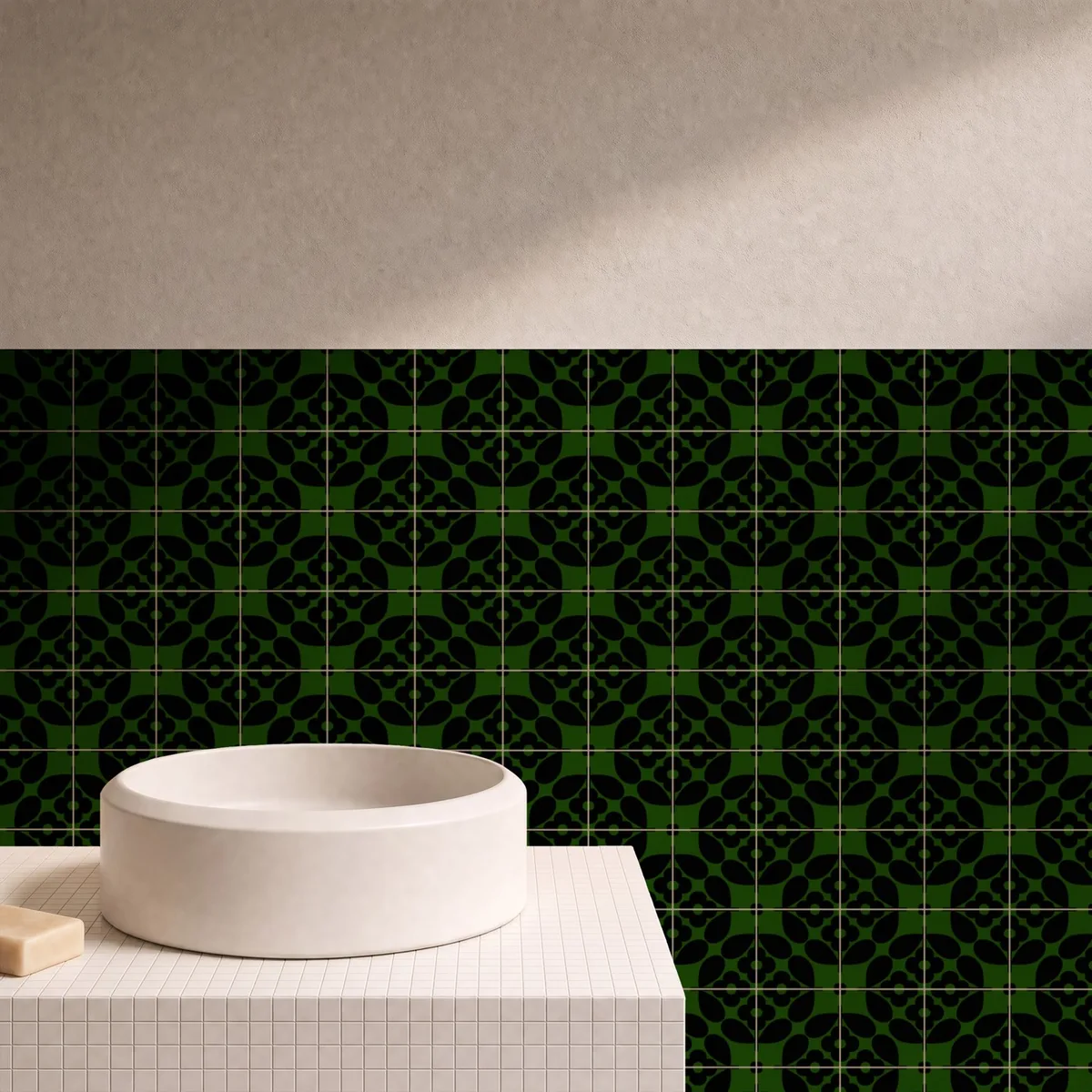 Otro ambiente con Azulejo Sixties Color 10x10 Verde Victoriano Brillo