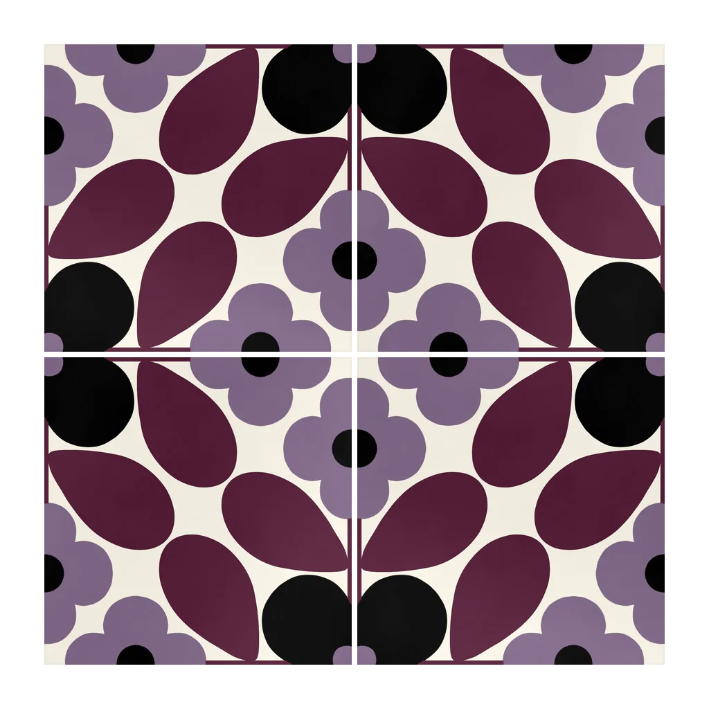 Azulejo Sixties Crema Brillo 10x10 Berenjena