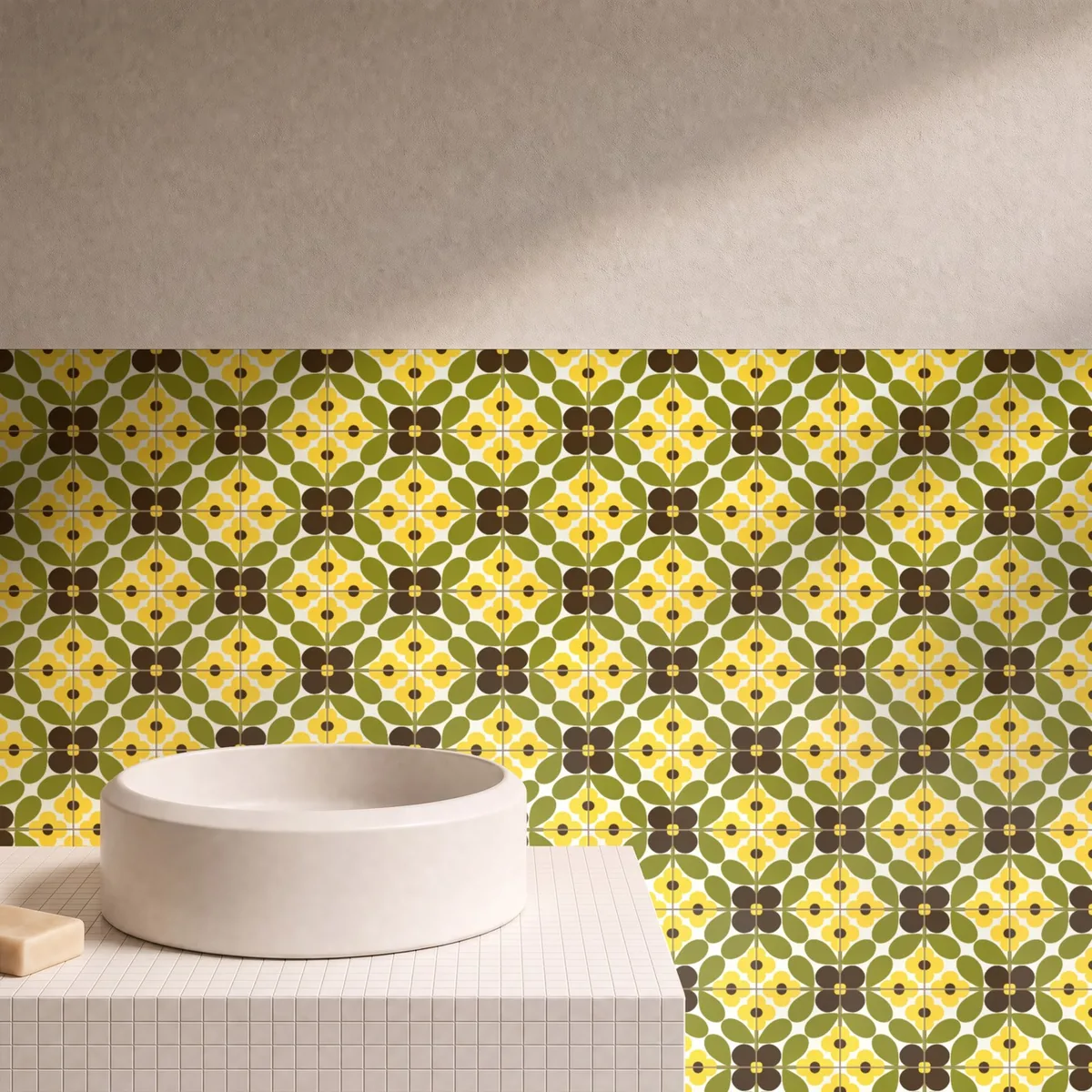 Otro ambiente con Azulejo Sixties Crema Mate 10x10 Amarillo Girasol