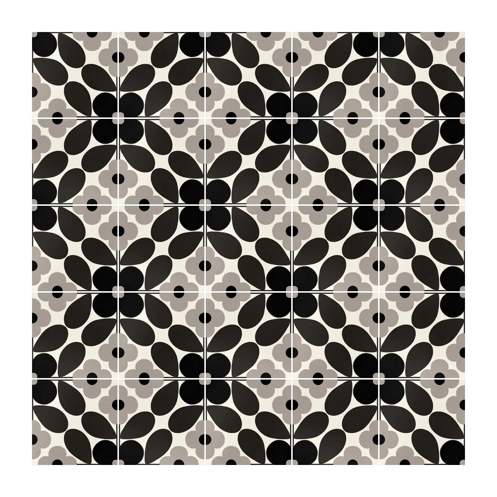 Pared revestida con Azulejo Sixties Crema Brillo 10x10 Negro