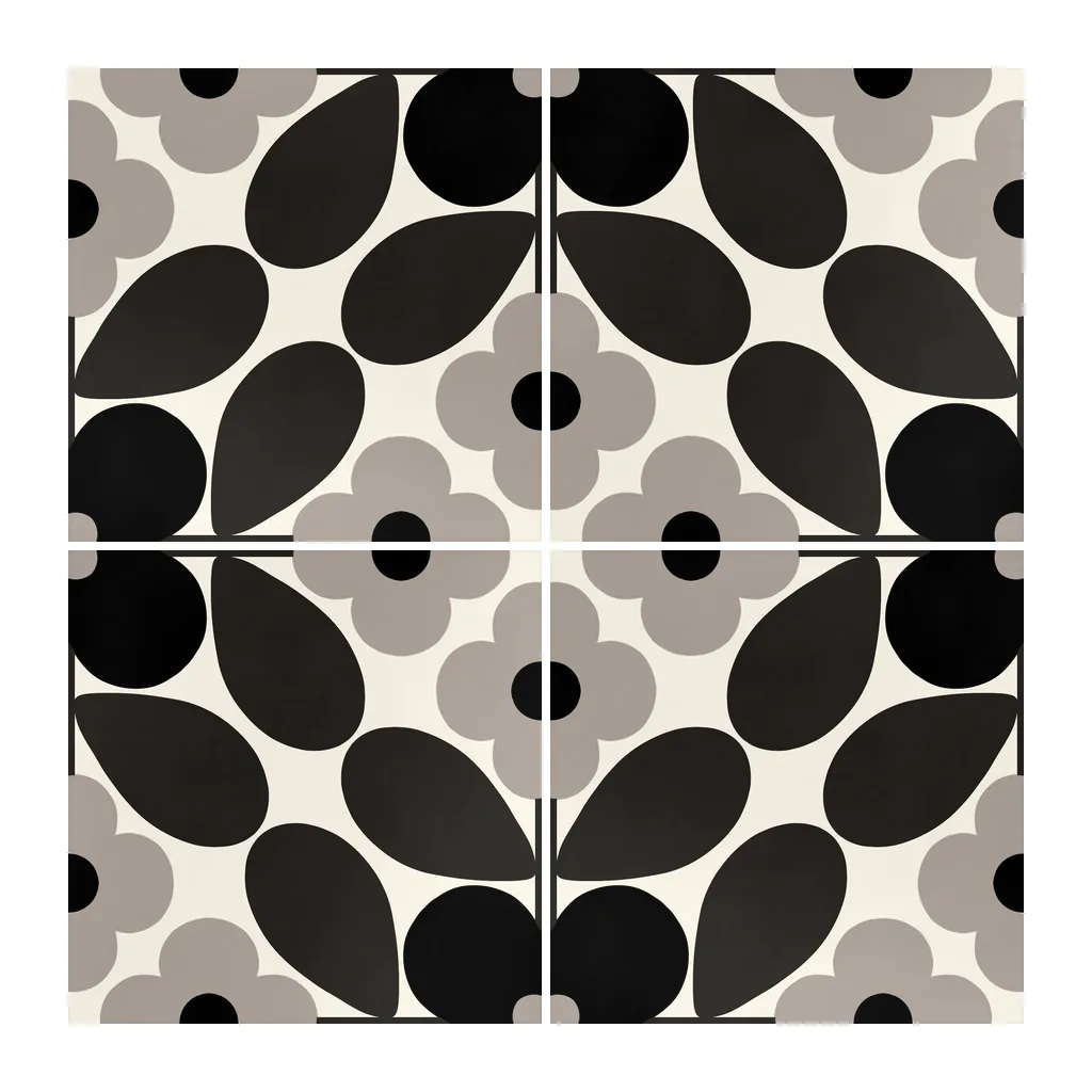 Azulejo Sixties Crema Brillo 10x10 Negro