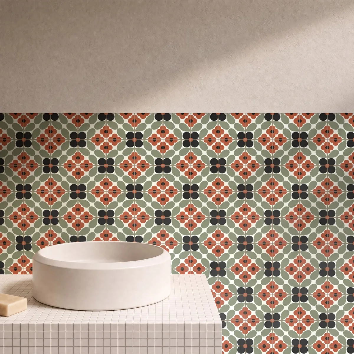 Otro ambiente con Azulejo Sixties Crema Brillo 10x10 Olivo
