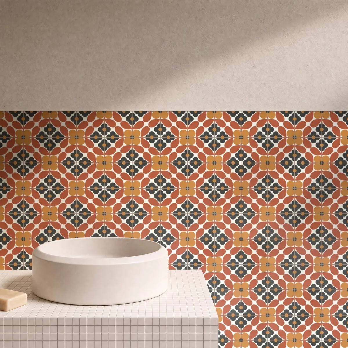 Otro ambiente con Azulejo Sixties Crema Brillo 10x10 Coral