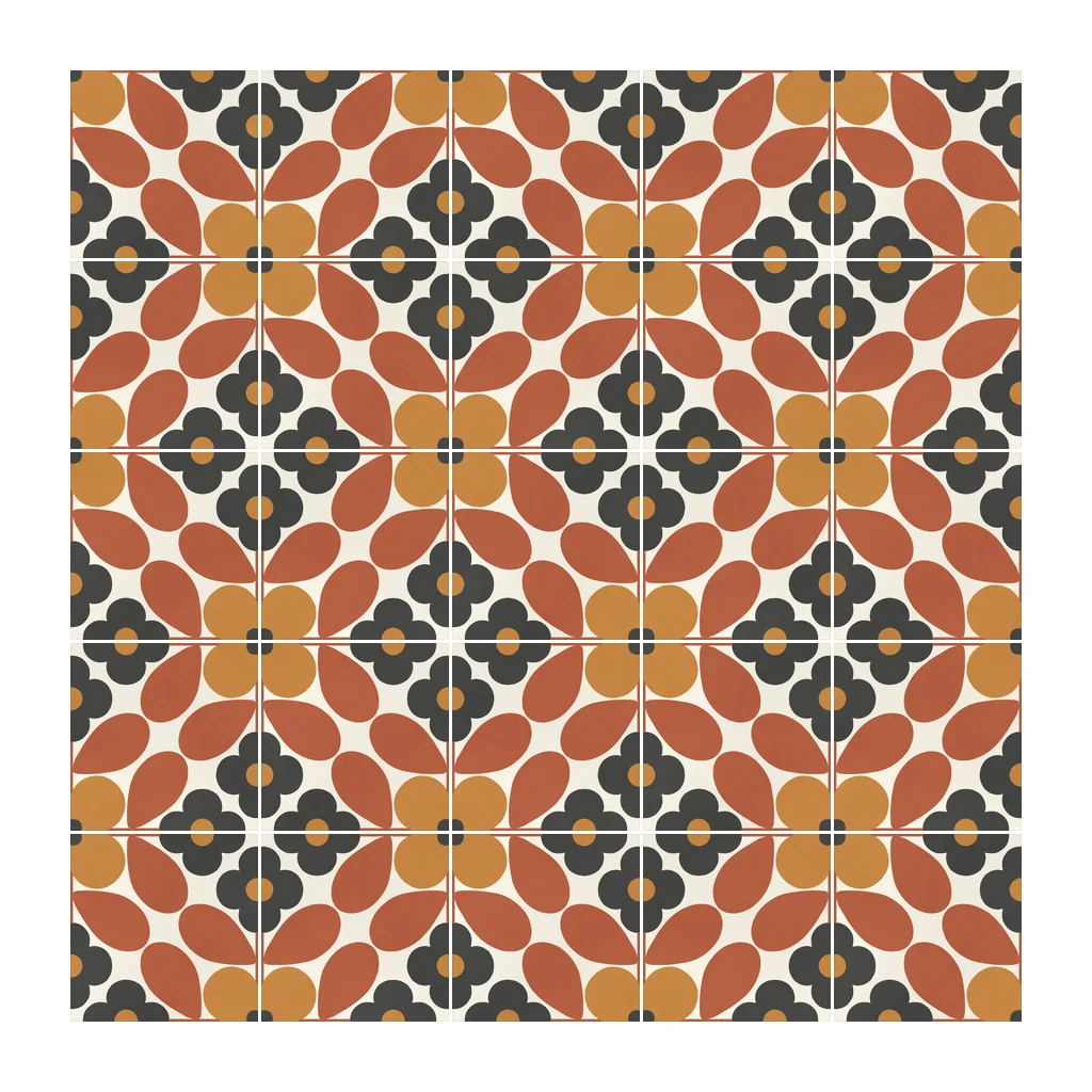 Pared revestida con Azulejo Sixties Crema Brillo 10x10 Coral