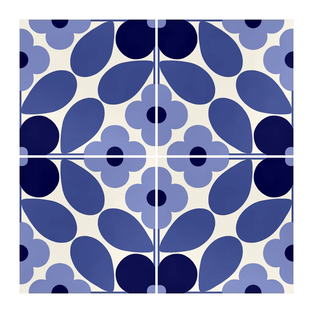 Azulejo Sixties Crema Brillo 10x10 Azul Noche