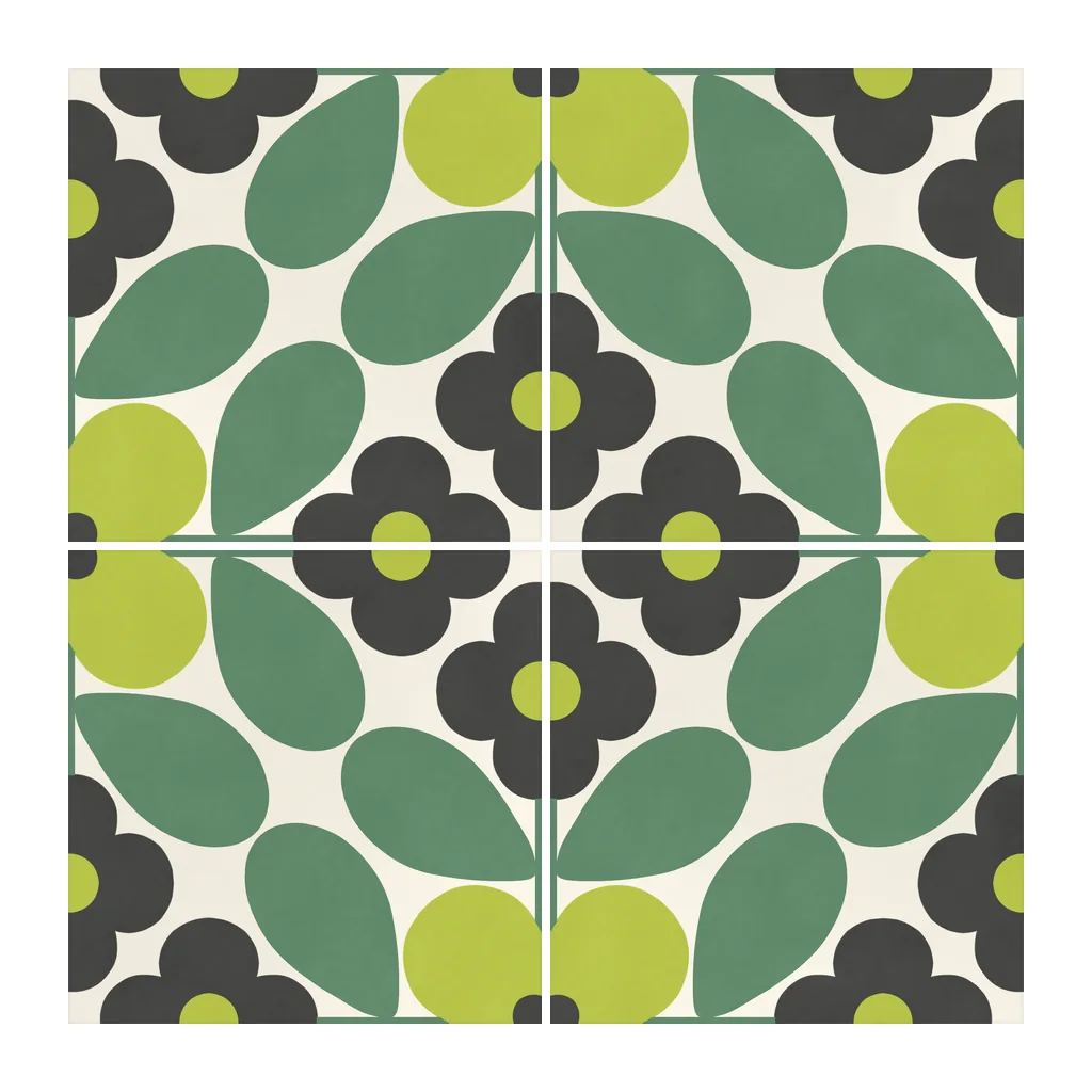 Azulejo Sixties Crema Brillo 10x10 Verde Bosque