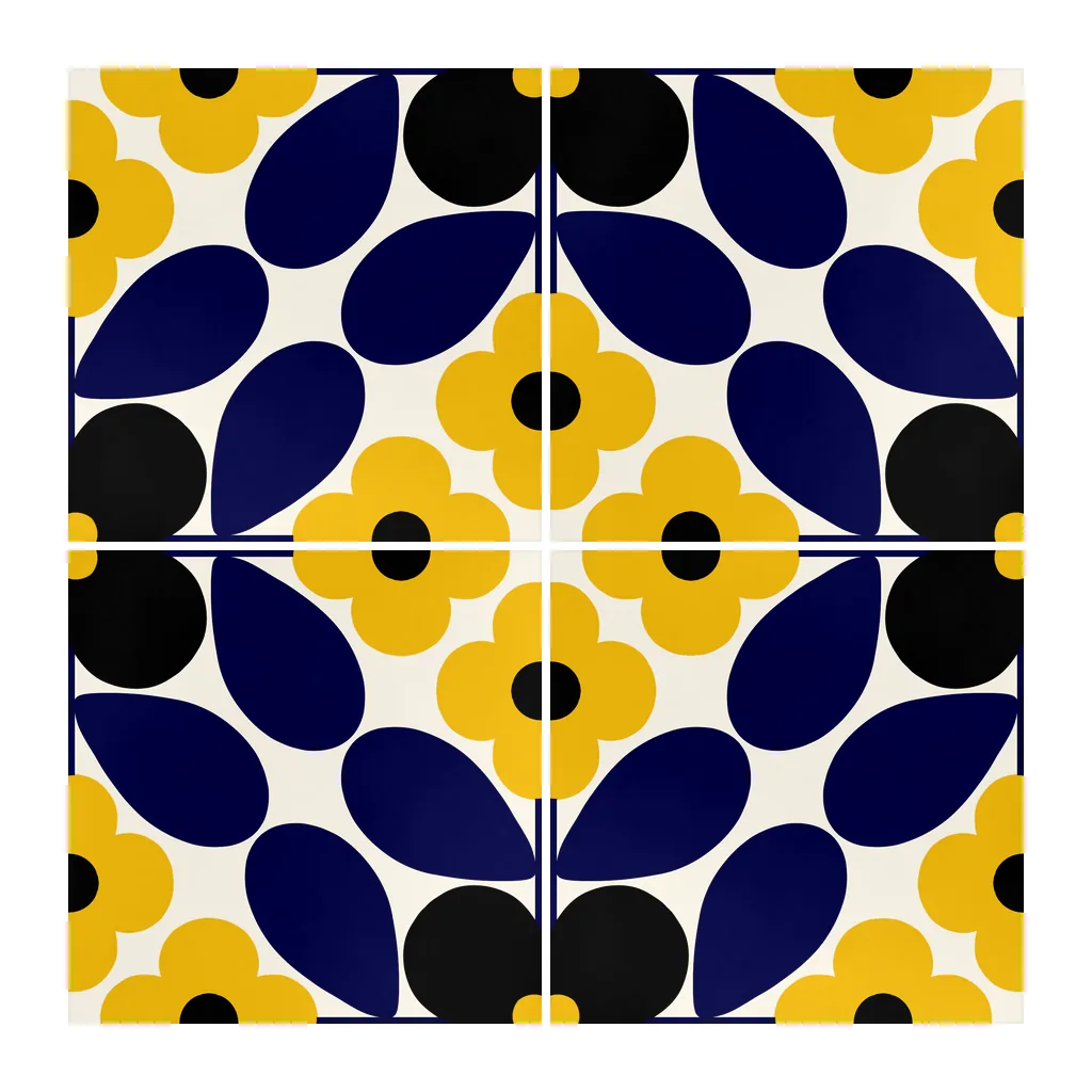 Azulejo Sixties Crema Brillo 10x10 Azul Índigo