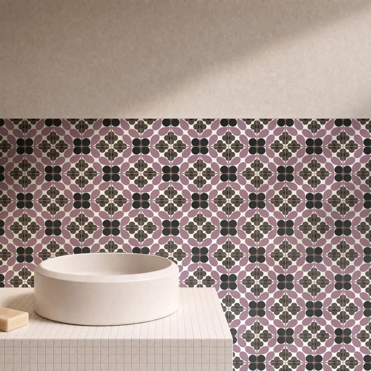 Otro ambiente con Azulejo Sixties Crema Brillo 10x10 Malva