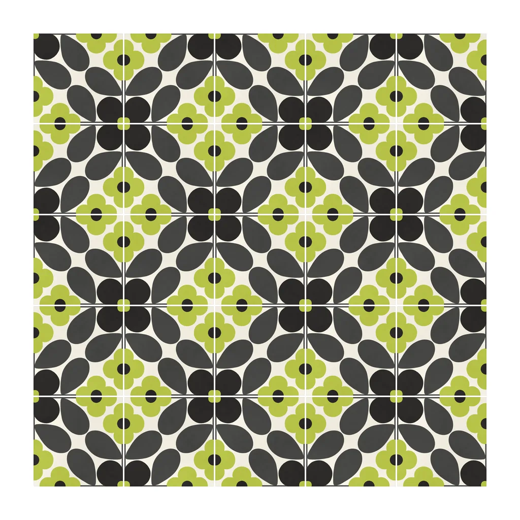 Pared revestida con Azulejo Sixties Crema Brillo 10x10 Verde Kiwi