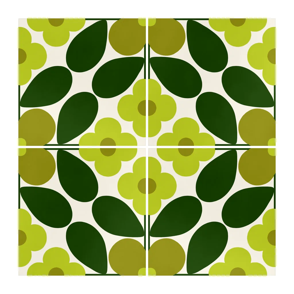 Azulejo Sixties Crema Brillo 10x10 Verde Selva