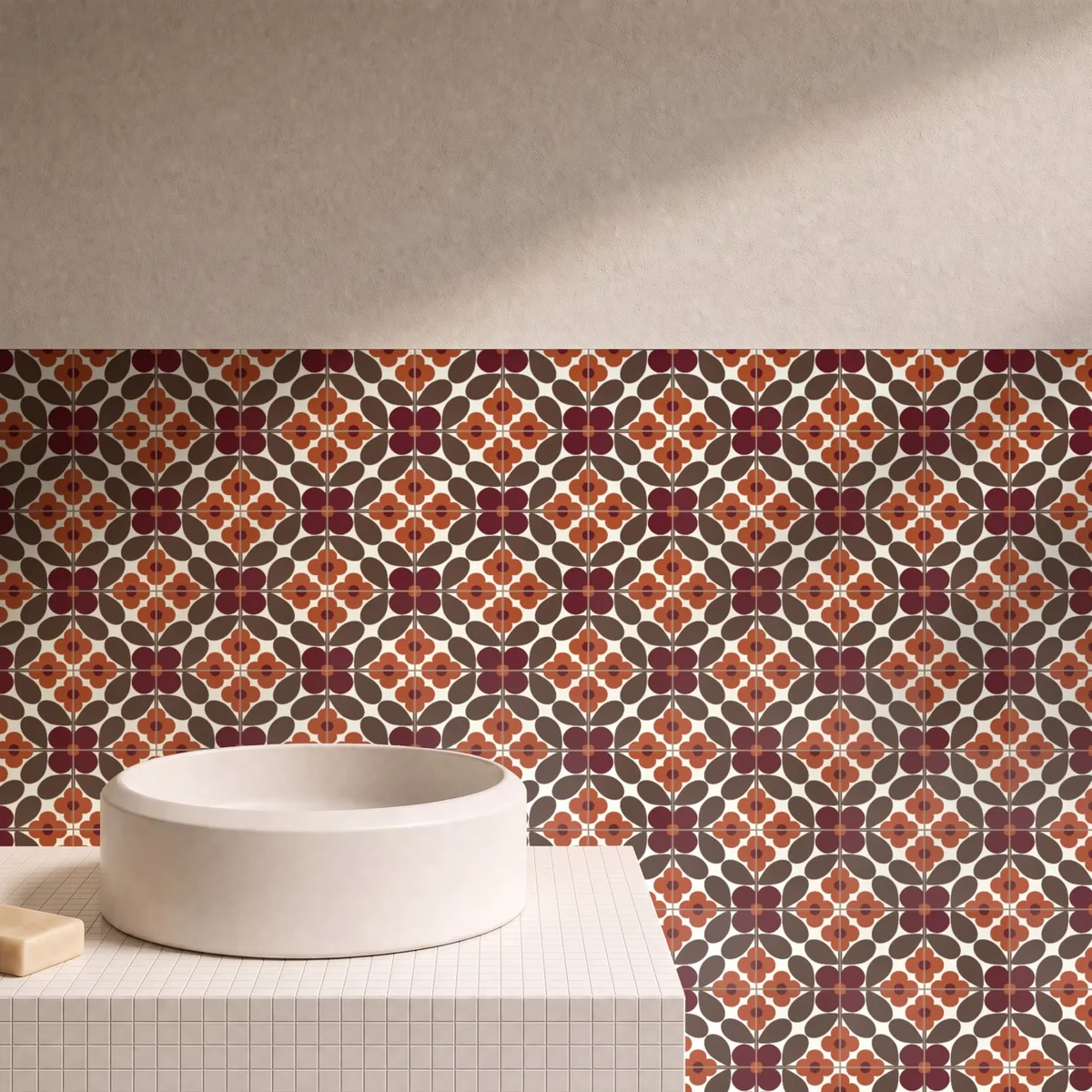 Otro ambiente con Azulejo Sixties Crema Brillo 10x10 Terracota