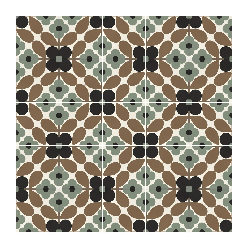 Pared revestida con Azulejo Sixties Crema Brillo 10x10 Verde Salvia