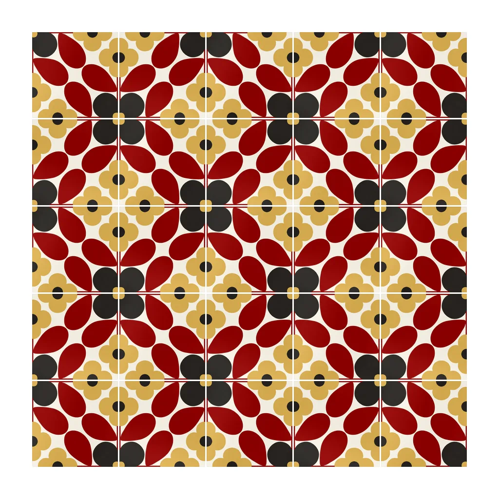 Pared revestida con Azulejo Sixties Crema Mate 10x10 Rojo Carmín