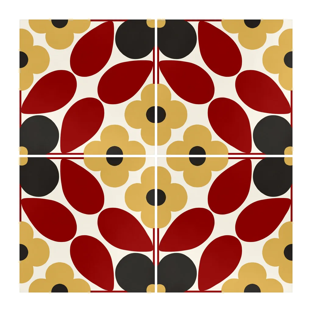 Azulejo Sixties Crema Brillo 10x10 Rojo Carmín