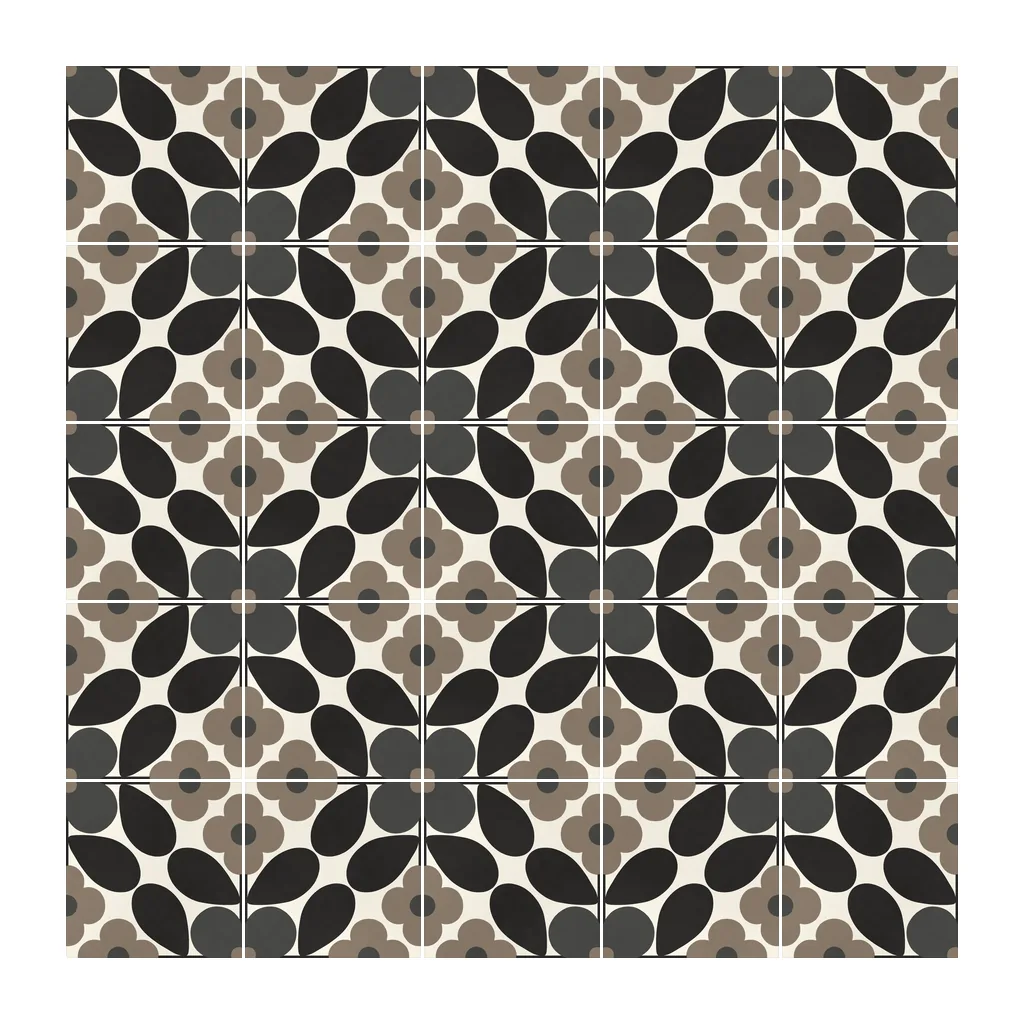 Pared revestida con Azulejo Sixties Crema Mate 10x10 Gris Grafito