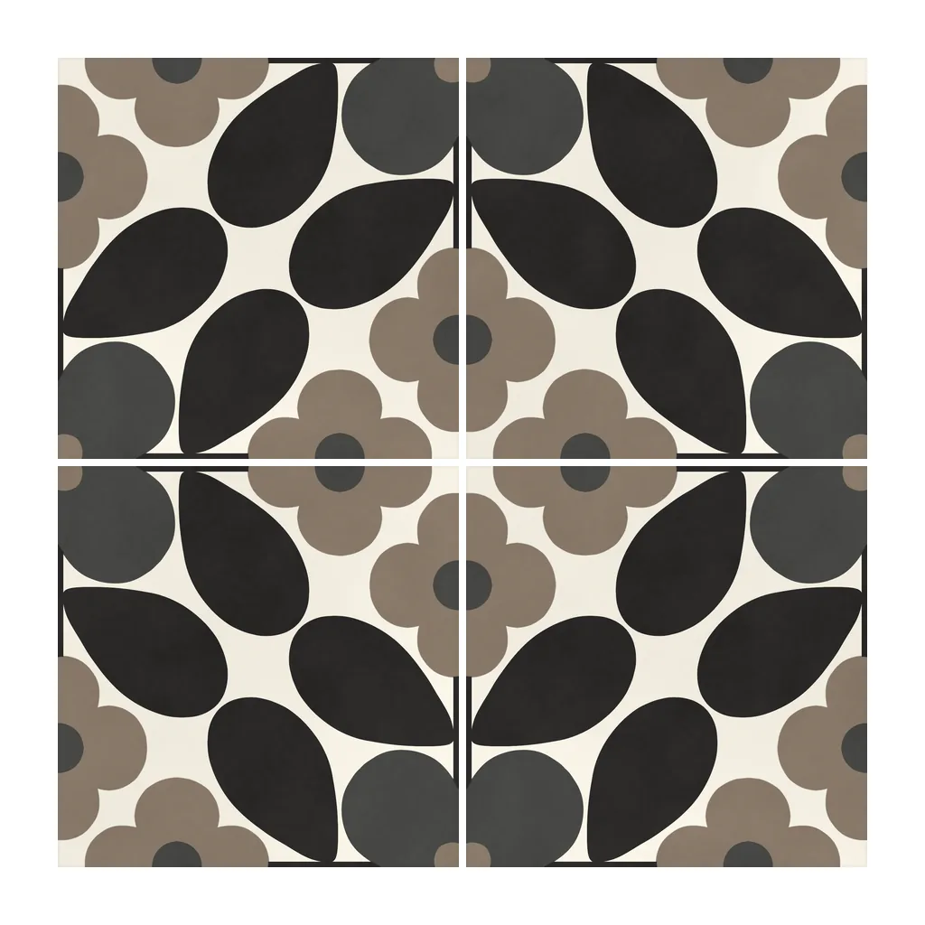 Azulejo Sixties Crema Brillo 10x10 Gris Grafito