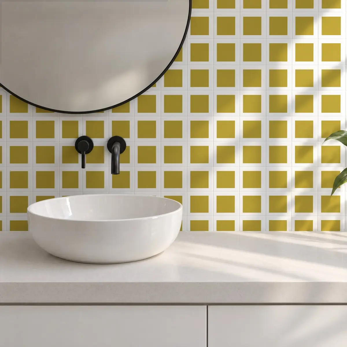 Baño alicatado con Azulejo Square Blanco Brillo 10x10 Arena
