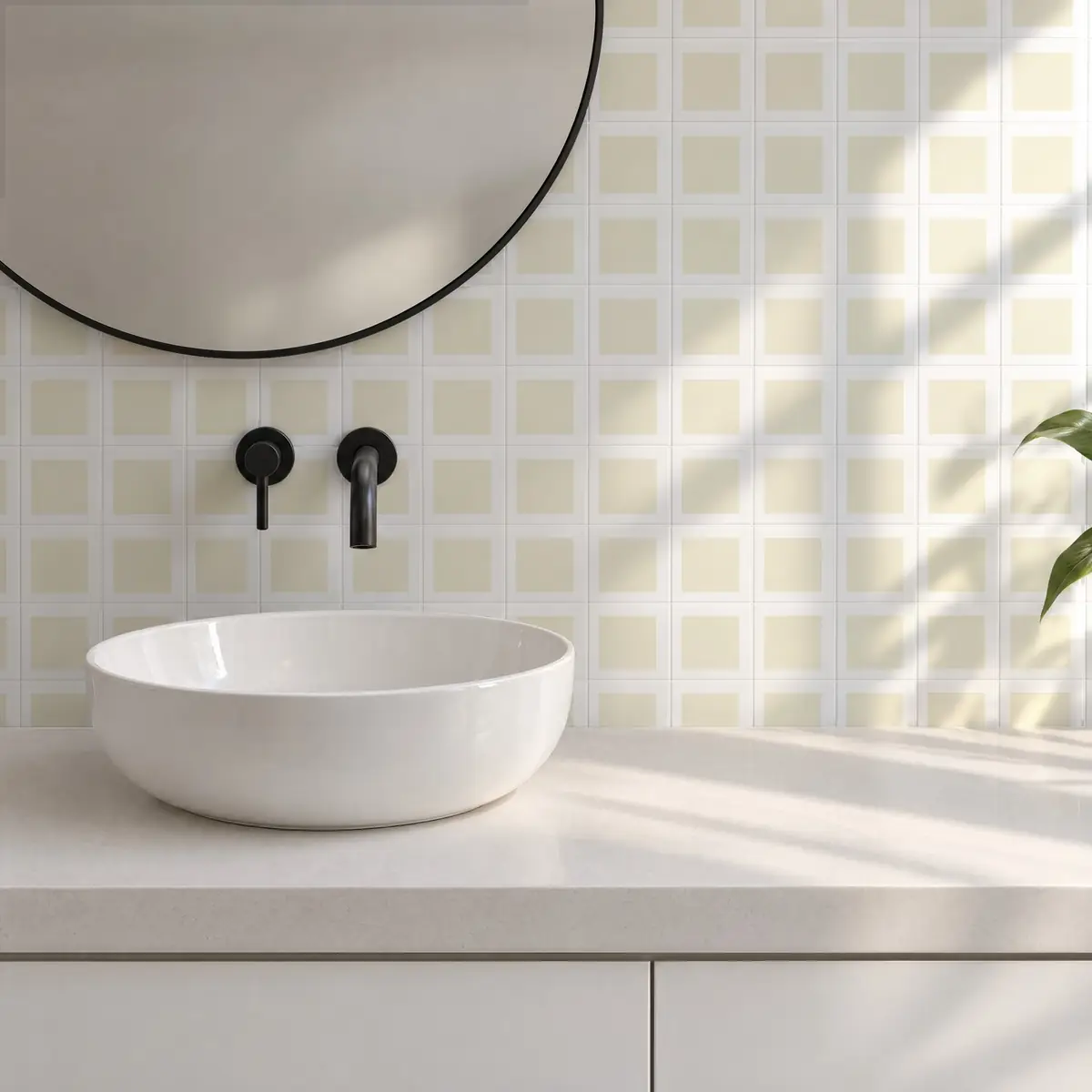 Baño alicatado con Azulejo Square Blanco Brillo 10x10 Mantequilla